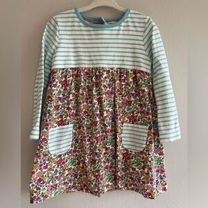 Mini Boden Aqua and White Striped Dress 18-24M